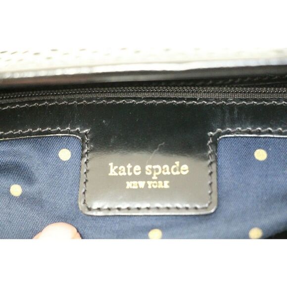 ROOMY KATE SPADE BLACK PERFORATED PATENT LEATHER TOTE SHOULDER BAG HANDBAG PURSE - Picture 9 of 9